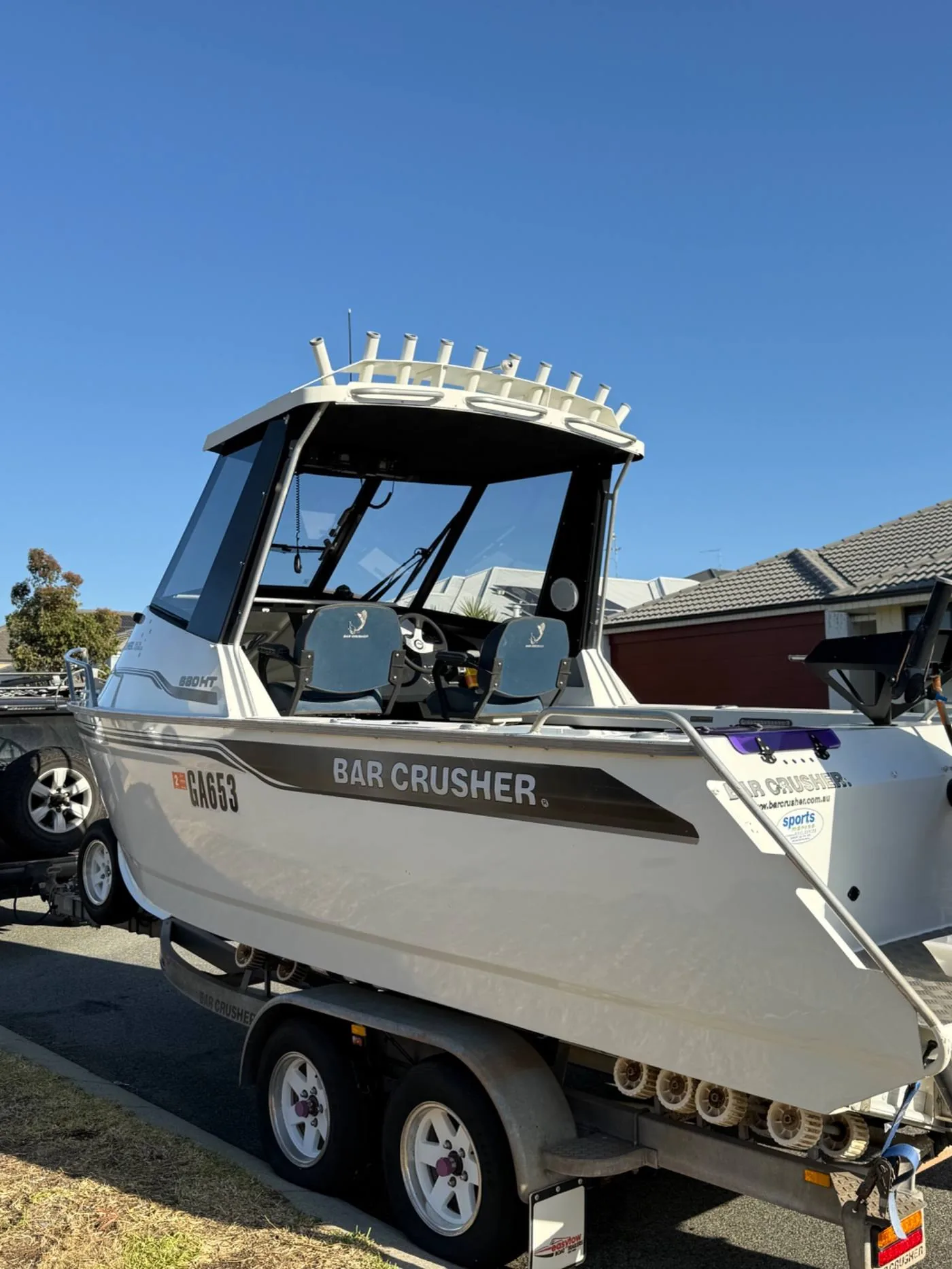 Bar Crusher boat detail Perth — full hull polish and clean